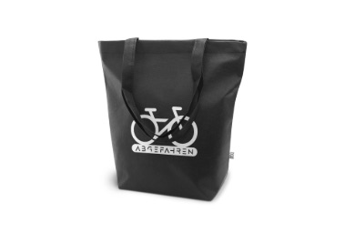 Das Bild zeigt eine schwarze große Fahrradtasche und dient als Produktvorschlag für die besten Werbemittel im Sommer von RGP Team Werbemittel
