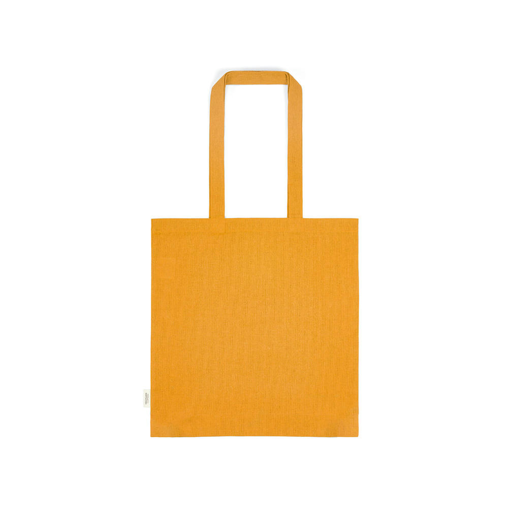 Everest Tragetasche aus 70 % recycelter Baumwolle und 30 % recyceltem Polyester (140 g/m²). Dieses Leichtgewicht verfügt über 65 cm lange Henkel und großzügige Maße.
