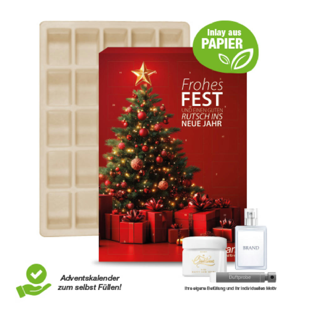 Hier bestimmen Sie den Inhalt komplett selbst! Verwirklichen Sie Ihre persönliche Adventskalender-Idee! Füllen Sie Ihren individuell bedruckten Adventskalender ganz nach Ihren Wünschen, z. B. mit Warenproben oder Süßigkeiten.